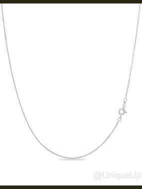 18K Gold Plated Sterling Silver Box Chain Necklace 18 Inch